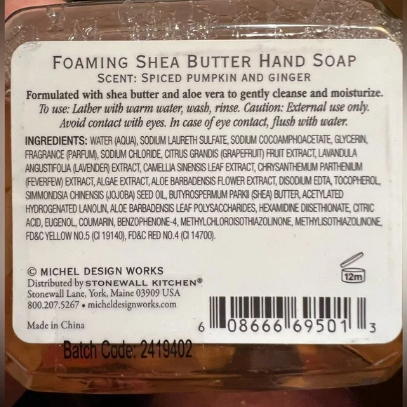 Michel Design Works NWT Qty 2 Foaming Shea
Butter Hand Soap Autumn Harvest - Picture 5 of 5